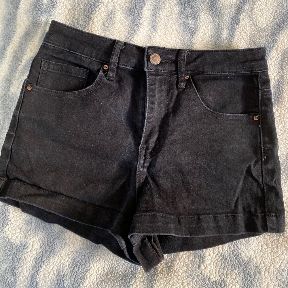 F21 Black denim high waisted shorts